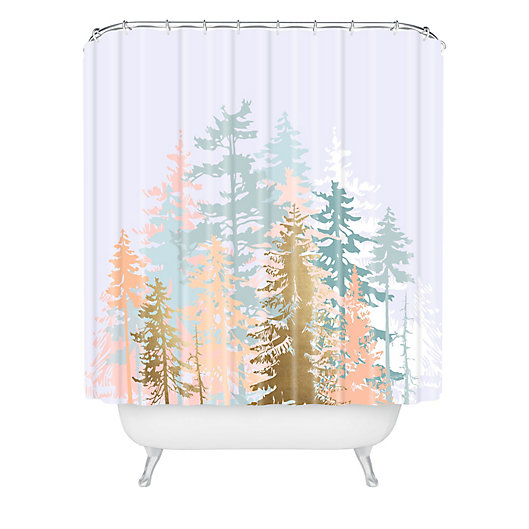 Alternate image 1 for Deny Designs Blush Forest Shower Curtain in Green