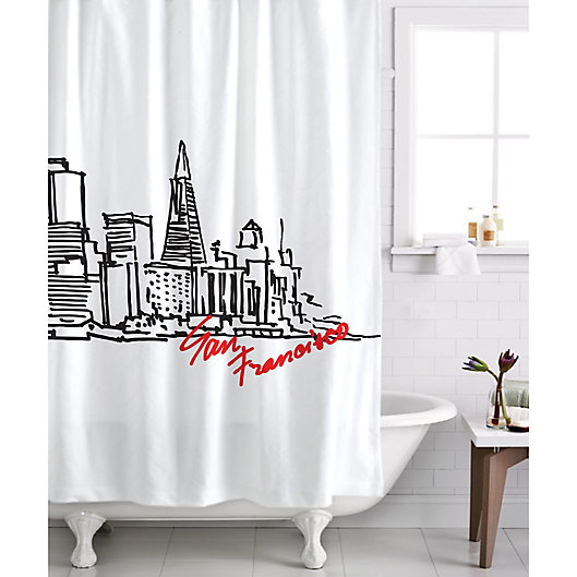 San Francisco Skyline Shower Curtain, Boston Skyline Shower Curtain
