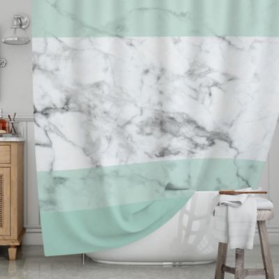 mint and grey shower curtain
