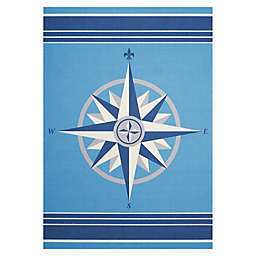 Nourison Waverly Sun & Shade Compass Rose 10' x 13' Indoor/Outdoor Rug in Blue