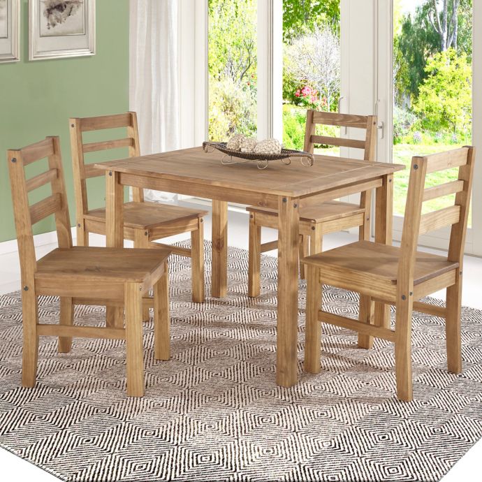 Manhattan Comfort Maiden 5-Piece Solid Wood Dining Set ...