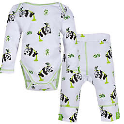 MiracleWear® Posheez Snap’n Grow 2-Piece Panda Bodysuit and Pant Set in White