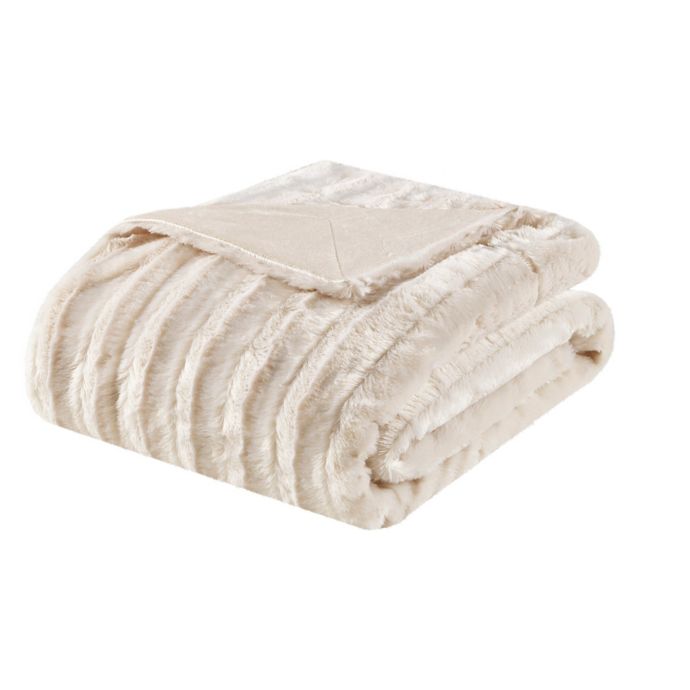 Madison Park Duke Brushed Long Faux Fur Throw Blanket Bed Bath & Beyond