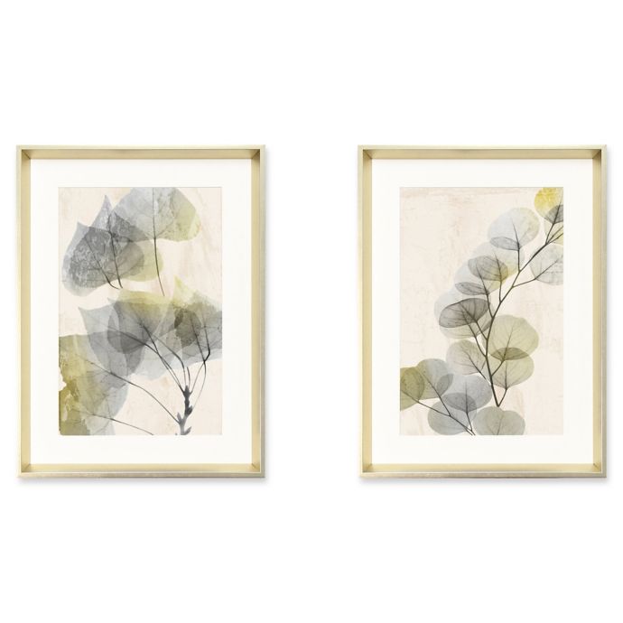 Stylecraft Golden Leaves Framed Wall Art Set Of 2 Bed Bath Beyond