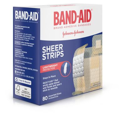 Band-Aid&reg; 80-Count Assorted Sheer Bandages. View a larger version of this product image.