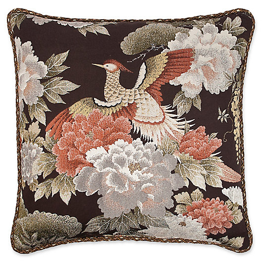 Alternate image 1 for Austin Horn Classics Paradise Peacock 20-Inch Square Throw Pillow in Brown/Coral