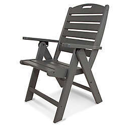 POLYWOOD&reg; Nautical Highback Folding Chair in Slate Grey