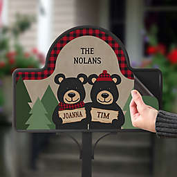Holiday Bear Family Magnetic Garden Sign