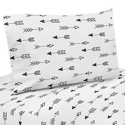 Alternate image 1 for Sweet Jojo Designs® Fox Arrow Print Twin Sheet Set in Black/White