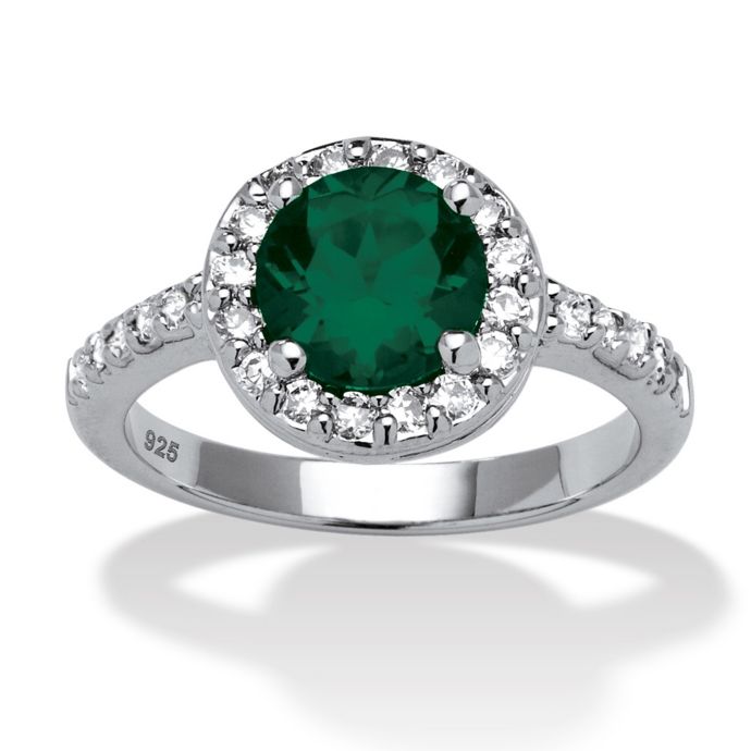 Palm Beach Jewelry Sterling Silver Simulated Emerald And