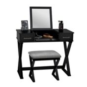 Everhome&trade; Alexis Bathroom Makeup Vanity with Stool