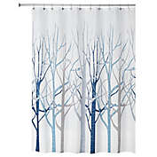 iDesign&reg; Forest Fabric Shower Curtain in Blue/Grey