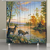 Laural Home Deer on Sunset Lake Shower Curtain