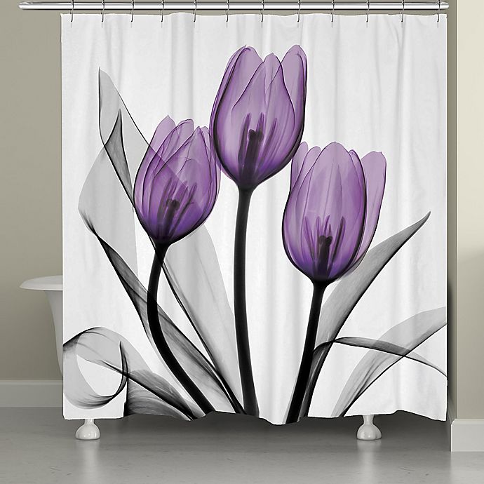 X Ray Violet Flowers Shower Curtain, Flower Shower Curtains
