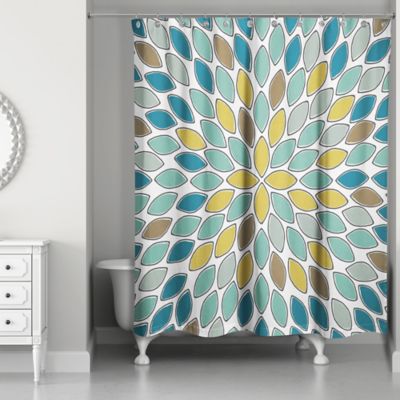 blue yellow shower curtain