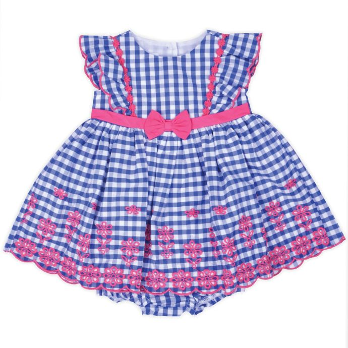 Baby® 2Piece Gingham Embroidered Eyelet Dress and Diaper Cover