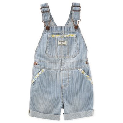 OshKosh B'gosh® Stripe Denim Floral Trim Pocket Shortall | Bed Bath ...