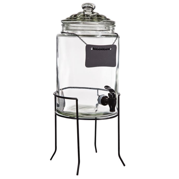 Home Essentials & Beyond Glass Beverage Dispenser with Chalk Board