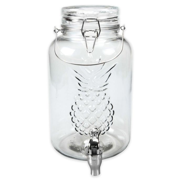 Home Essentials & Beyond Pineapple Embossed Glass Beverage Dispenser