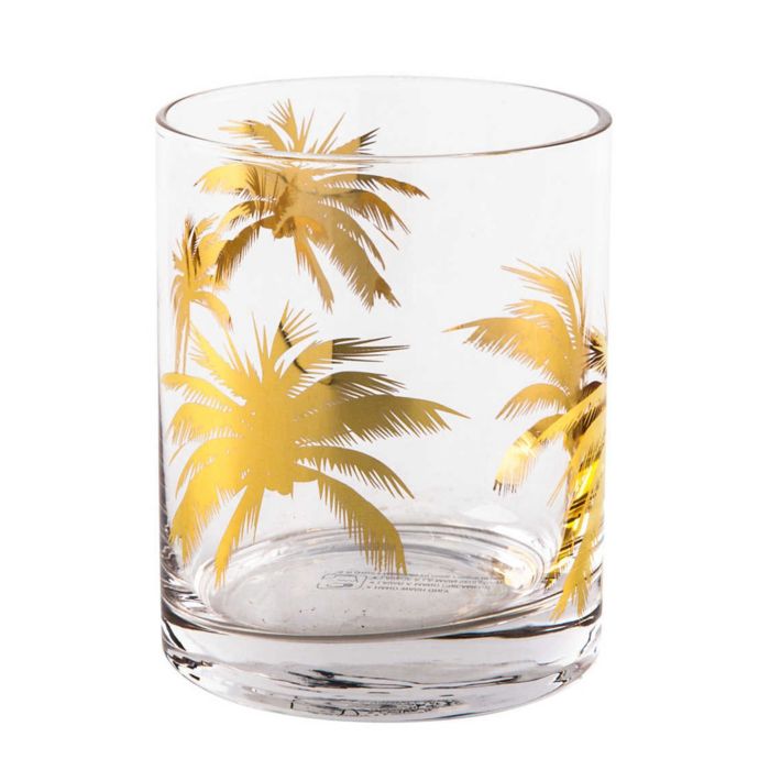 Home Essentials & Beyond Gold Palm Double Old Fashioned Glasses (Set of