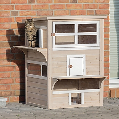 TRIXIE Natura XXL Wooden Outdoor Cat Retreat in Grey. View a larger version of this product image.