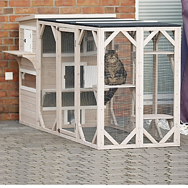 TRIXIE Natura XXL Wooden Outdoor Cat Retreat in Grey. View a larger version of this product image.