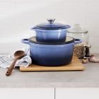 Alternate image 3 for Our Table&trade; 6 qt. Enameled Cast Iron Dutch Oven with Stainless Steel Knob in Denim