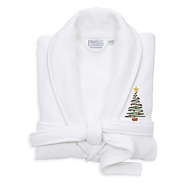 Linum Home Textiles Embroidered Christmas Tree Waffle Terry Bathrobe. View a larger version of this product image.