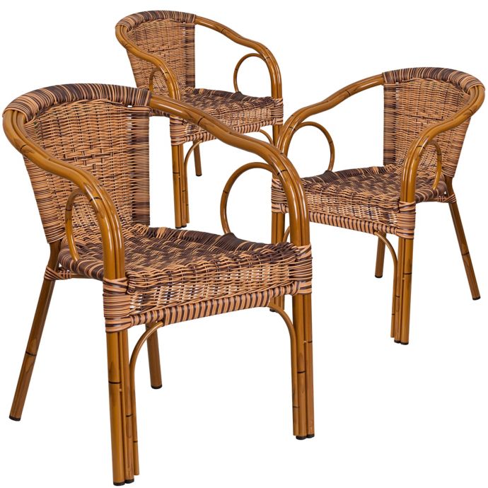 Flash Furniture Rattan Patio Chairs In Brown With Dark Red Frame