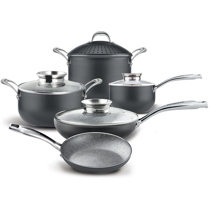 PENSOFAL® Nonstick 9Piece BioStone Coated Cookware Set in Stone Grey