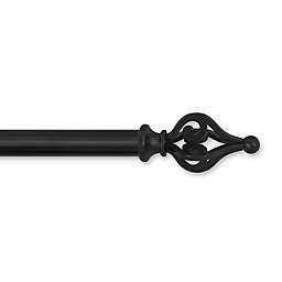 Optima 144-Inch to 220-Inch Crown Finial Adjustable Curtain Rod in Black