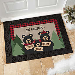 Holiday Bear Family Multicolor Door Mat