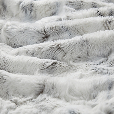 Madison Park Sachi Oversized Faux Fur Throw Blanket in Grey. View a larger version of this product image.