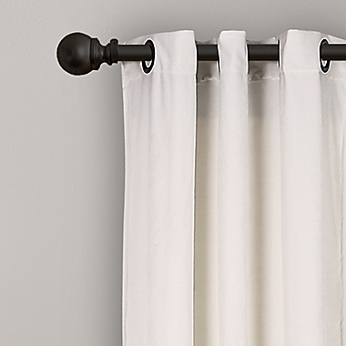 Prima Velvet Color Block Room Darkening Window Curtain Panels  in White (Set of 2). View a larger version of this product image.