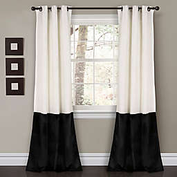 Prima Velvet Color Block Room Darkening Window Curtain Panels  in Black (Set of 2)
