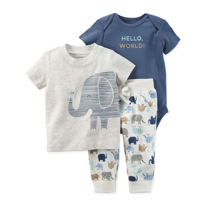 Carter S 3 Piece Hello World Animal Shirt Bodysuit And Pant Set Bed Bath Beyond