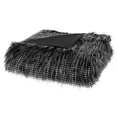 Madison Park Edina Long Faux Fur Throw Blanket in Black. View a larger version of this product image.