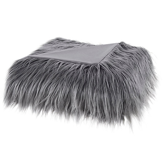 Alternate image 1 for Madison Park Edina Long Faux Fur Throw Blanket in Grey