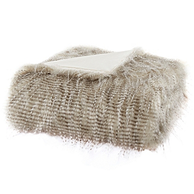 Madison Park Edina Long Faux Fur Throw Blanket in Natural. View a larger version of this product image.