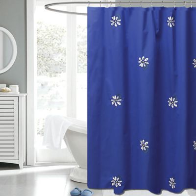 navy fabric shower curtain