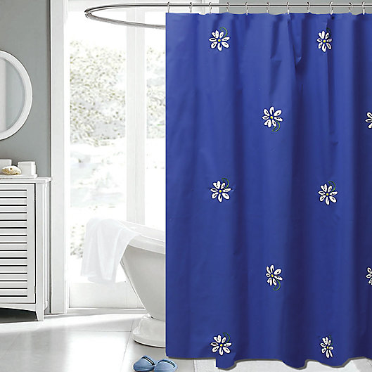 Gerber Daisy 72 Inch X Fabric, Cobalt Blue Shower Curtain Set
