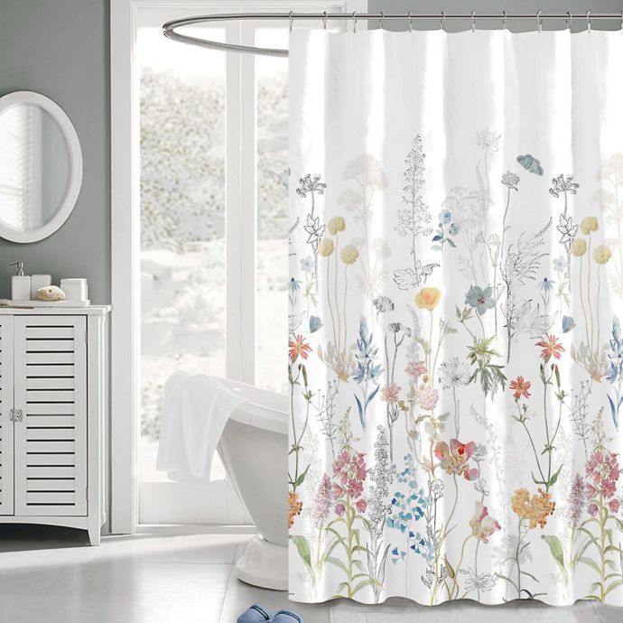 Penrhyn 72 Inch x 72 Inch Floral Fabric  Shower  Curtain  