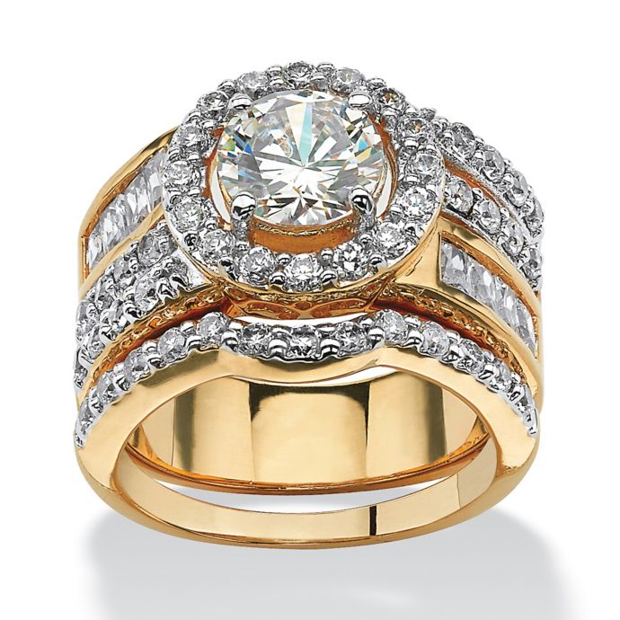 Palm Beach Jewelry 2Piece 18K GoldPlated 5.15 cttw Cubic