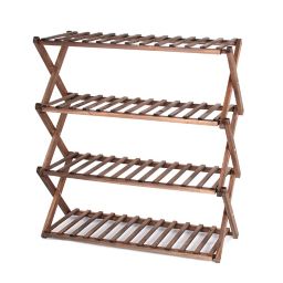Lifestyle Home 4-Tier Wood Shoe Rack in Dark Brown