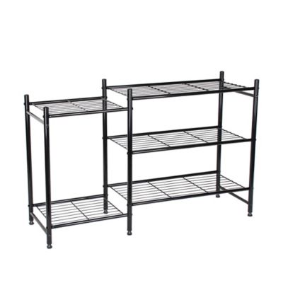 black metal shoe rack