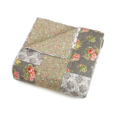 Jessica Simpson Floribunda King Quilt in Grey. View a larger version of this product image.