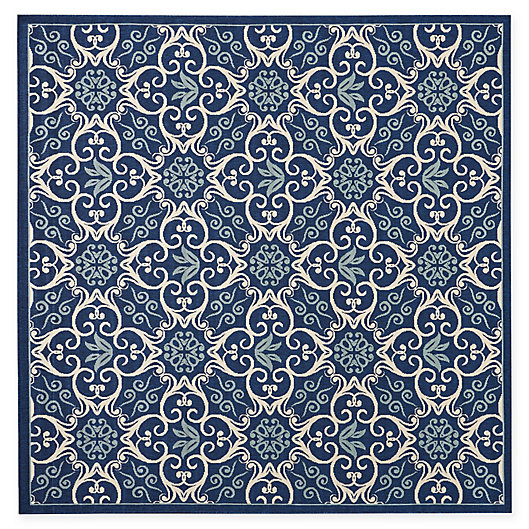 Alternate image 1 for Nourison Caribbean Medallion Indoor/Outdoor Square Area Rug in Navy