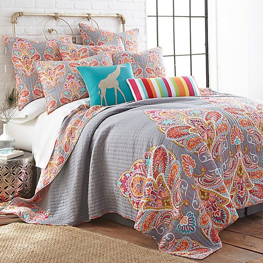 Alternate image 1 for Levtex Home Cloe Reversible Twin Quilt Set in Grey