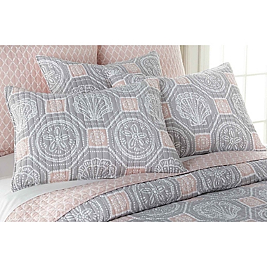 Levtex Home Sea Isle King Pillow Sham in Grey/Pink. View a larger version of this product image.