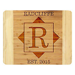 Stamp Out Square and Initial 11-Inch x 14-Inch Bamboo Cutting Board